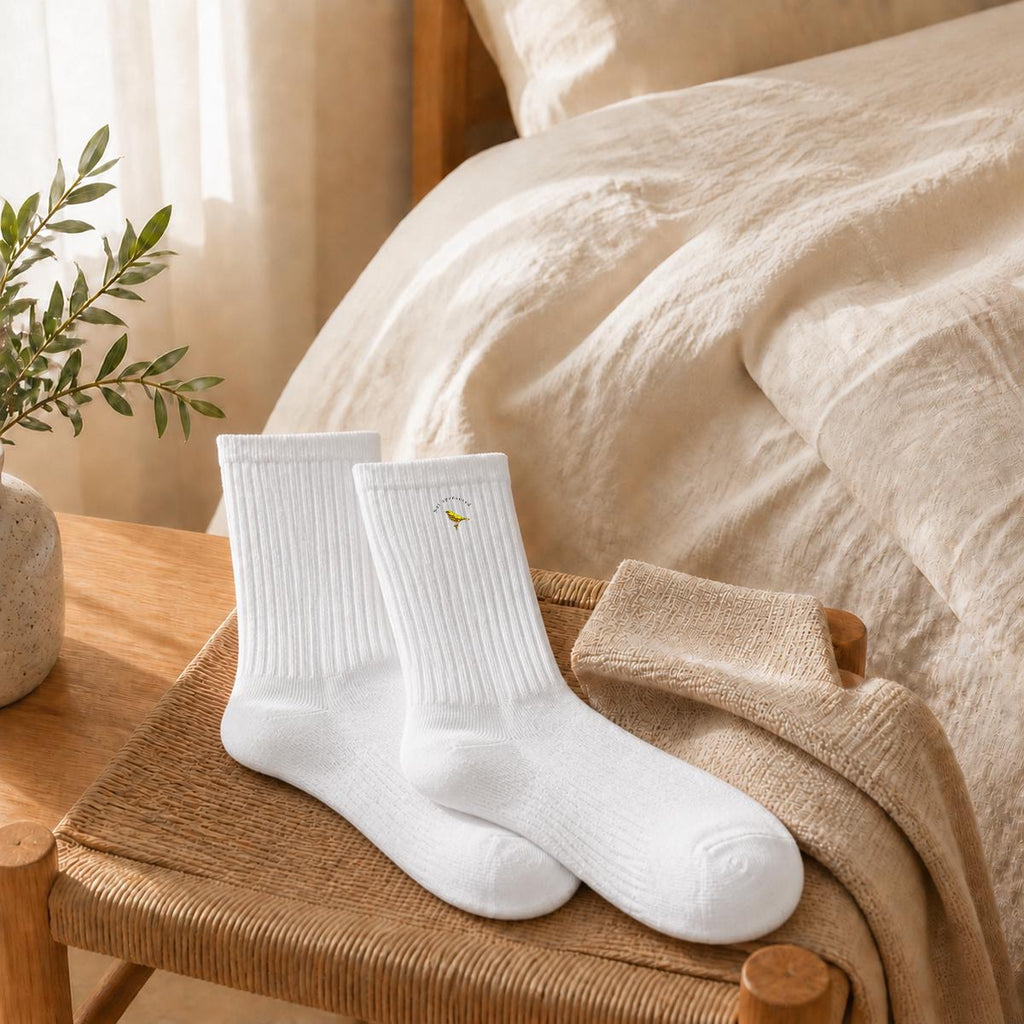 Birdie Embroidery Sports Cotton Crew Socks