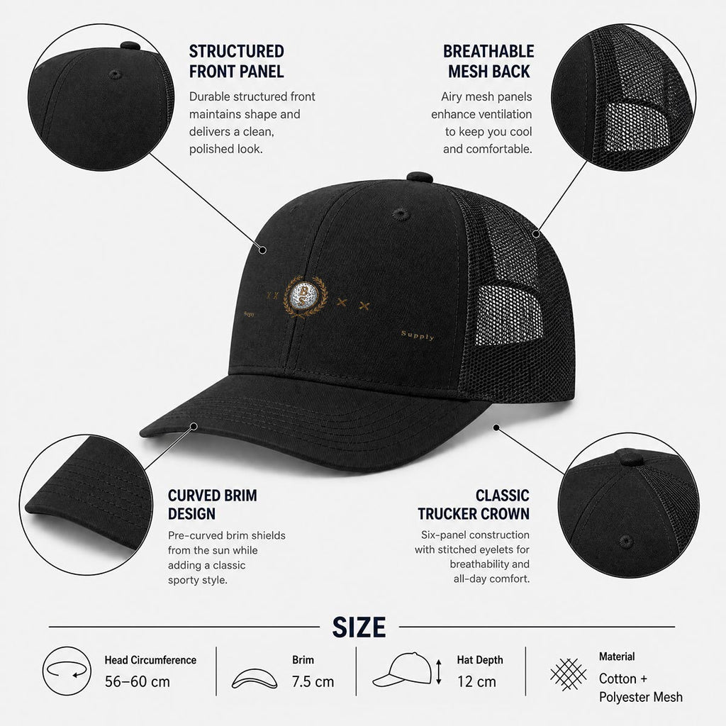 Embroidery Curved Mesh Bogey Cap For Golf