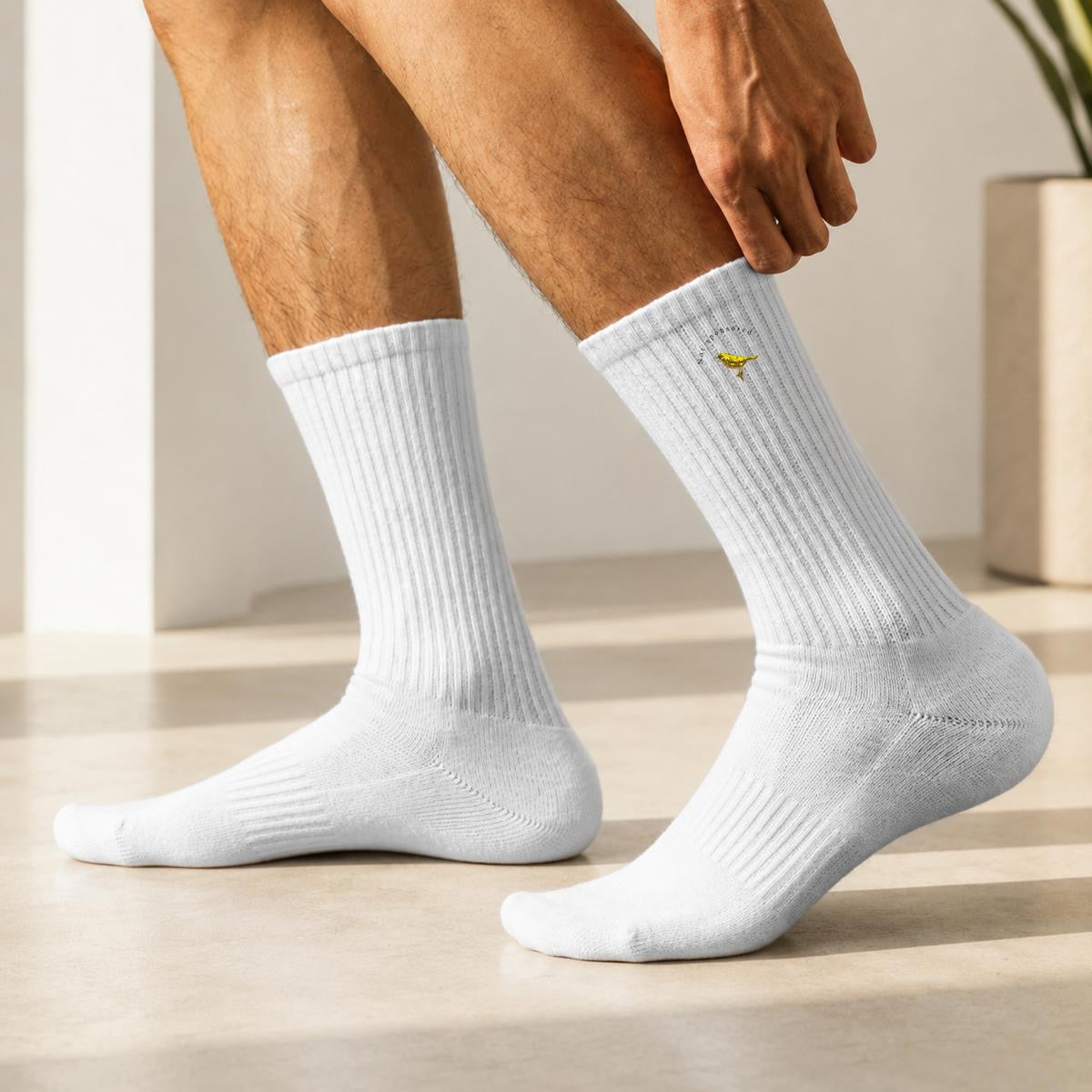 Birdie Embroidery Sports Cotton Crew Socks