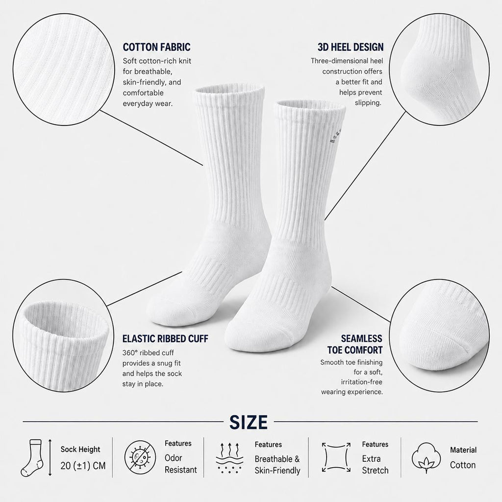 Embroidery Sports Cotton Crew Socks|Cotton