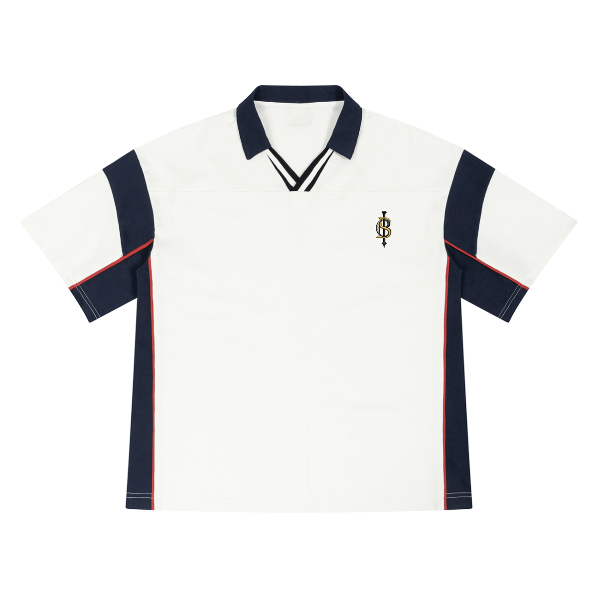 BOGĚ Boxy Color Block Polo Shirt