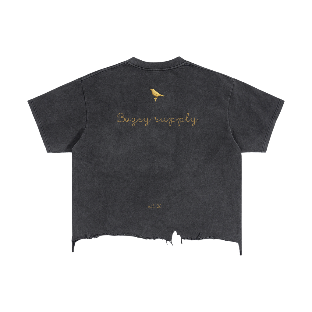 Vintage Wash Bogey  Distressed Hem T-Shirt